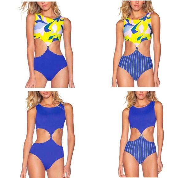 Maaji Sunflower Spin 4-Way Reversible Monokini Swimsuit Small - Picture 6 of 7